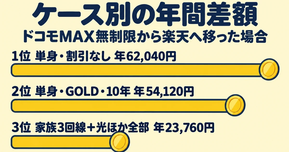 ケース別の年間差額｜とくぶー