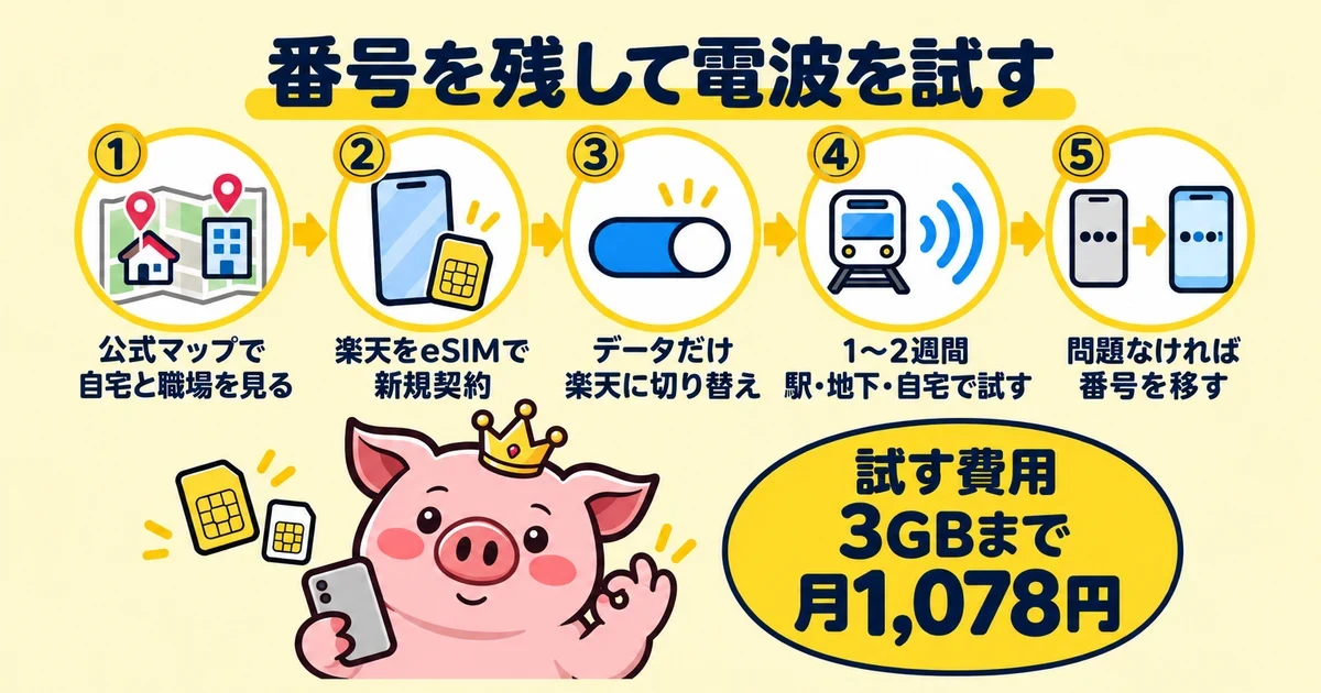 番号を残して電波を試す｜とくぶー